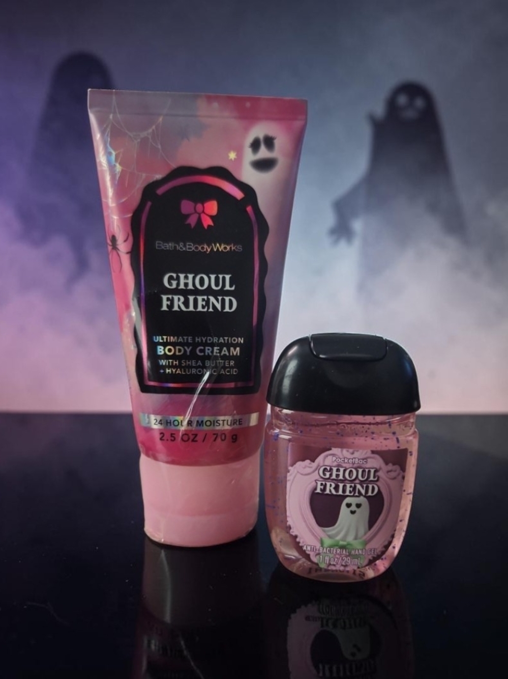 Bath & Body Works Ghoul Friend Pink Body Cream & PocketBac Hand Gel Set NEW